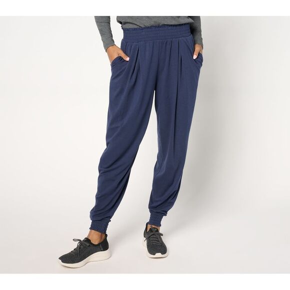 Anybody Pants - Anybody Women's Petite Pants P2XS Cozy Knit Pleat Detail Joggers Blue A672207